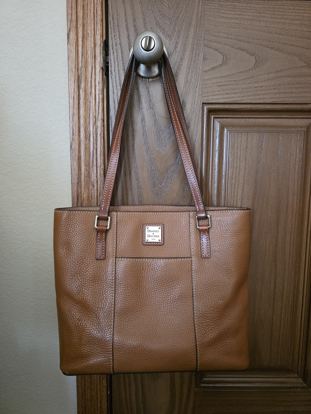 Dooney & Bourke Pebble Leather Tote in Cognac Brown
